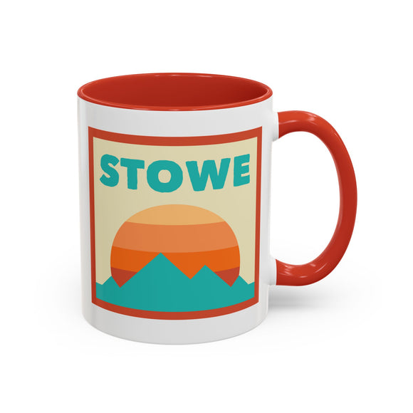 Stowe, Vermont Retro Ombre Sun Mountain Coffee Mug 11 oz, Stowe, Vermont Nature Lover Gift, Mountain Enthusiast Mug