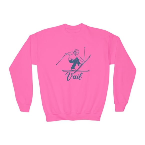 Vail, Colorado Youth Crewneck Sweatshirt - Snow Ski Unisex Kid's Vail, Colorado Sweatshirt