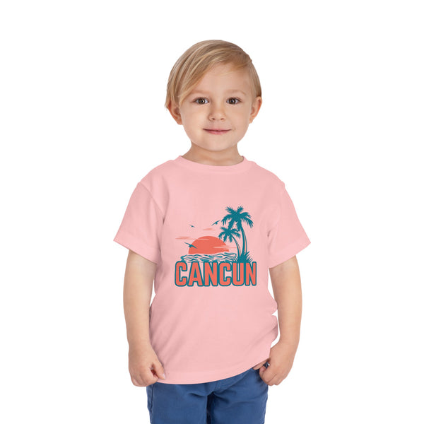 Cancun, Mexico Toddler T-Shirt - Retro Palm Tree Toddler Cancun Shirt