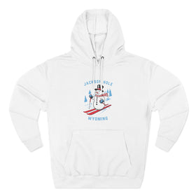 Premium Jackson Hole, Wyoming Skiing Snowman Hoodie