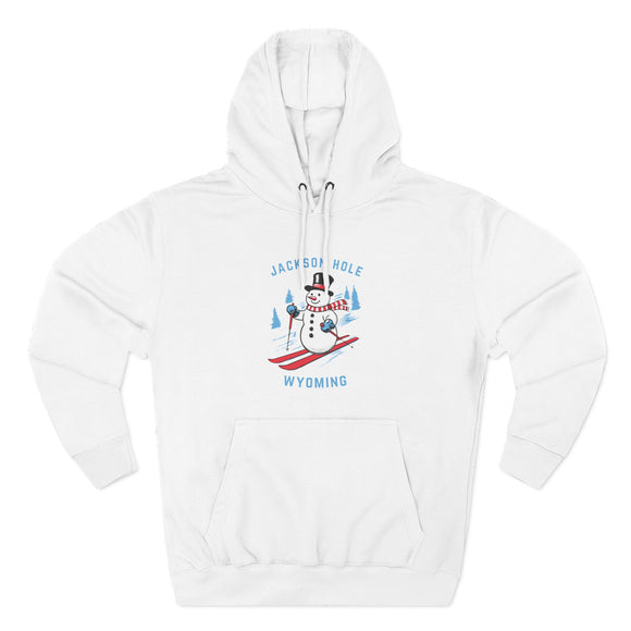 Premium Jackson Hole, Wyoming Skiing Snowman Hoodie