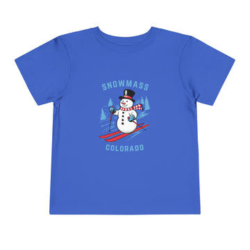 Buy true-royal Snowmass, Colorado Toddler Skiing Snowman Graphic Tee - Kids Snowmass T-Shirt