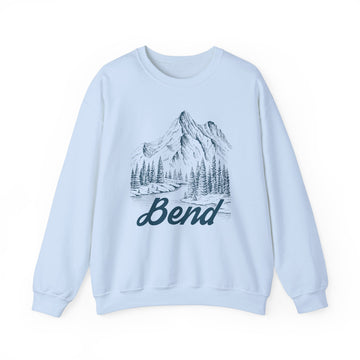 Buy light-blue Bend, Oregon Sweatshirt - Mountain Illustration Graphic Crewneck