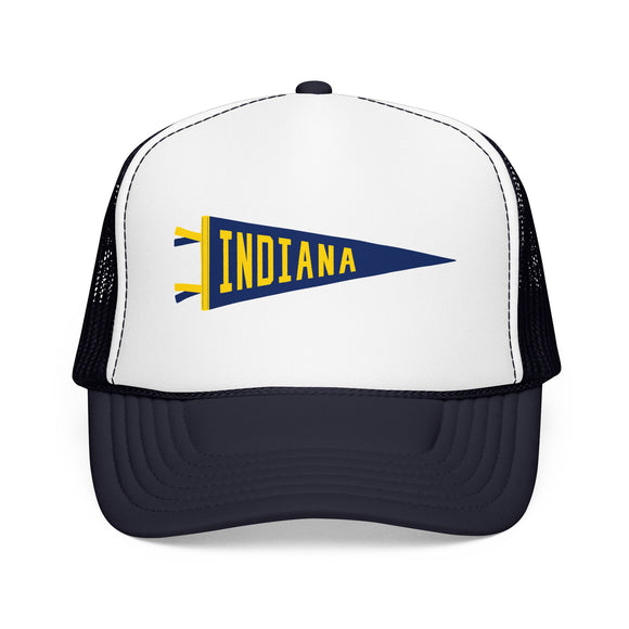 Indiana Pennant Trucker Hat — Retro Flag Foam Cap