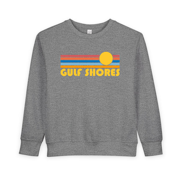 Gulf Shores, Alabama Toddler Sweatshirt - Retro Sun Gulf Shores Toddler Crewneck Sweatshirt