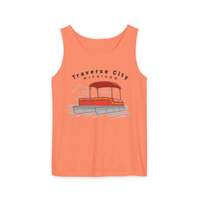 Traverse City, Michigan Tank Top Unisex - Pontoon Boat - Comfort Colors - 100% Cotton