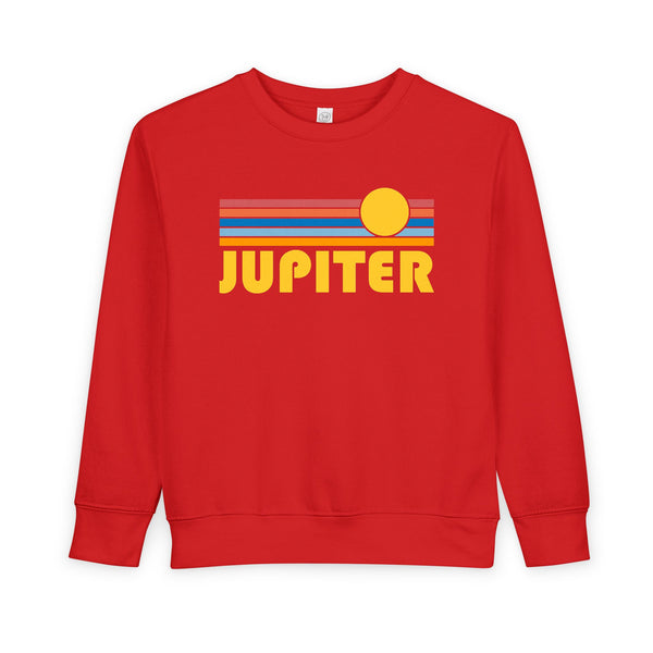 Jupiter, Florida Toddler Sweatshirt - Retro Sun Jupiter Toddler Crewneck Sweatshirt