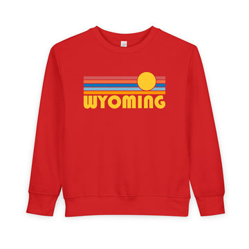Buy red Wyoming Toddler Sweatshirt - Retro Sun Wyoming Toddler Crewneck Sweatshirt