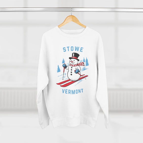 Premium Stowe, Vermont Skiing Snowman Sweatshirt