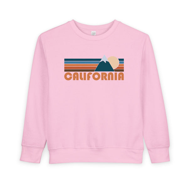 California Toddler Sweatshirt - Retro Mountain California Toddler Crewneck Sweatshirt