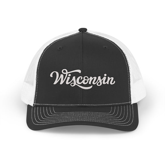 Wisconsin Snapback Trucker Cap - Embroidered Wisconsin Hat