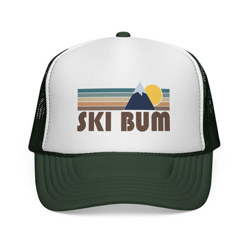 Ski Bum Retro Mountains Trucker Hat - Vintage Style Ski Bum Cap - 0
