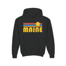 Maine Youth Hoodie - Retro Sun Maine Youth Sweatshirt-2