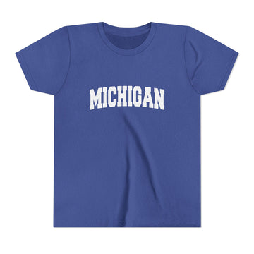 Buy heather-true-royal Michigan Youth Graphic Tee - Kids T Shirt