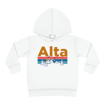 Buy white Alta Toddler Hoodie - Retro Mountain Sun Unisex Alta Toddler Sweatshirt