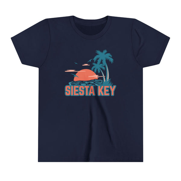 Siesta Key, Florida Youth Shirt - Retro Palm Tree Siesta Key Kid's T-Shirt