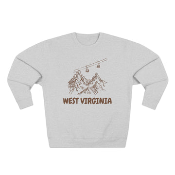 Buy heather-grey Premium West Virginia Gondola Ski Mountain Sweatshirt