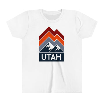 Utah Youth Shirt - Retro Mountain Utah Kid's T-Shirt - Chevron Peaks - 0
