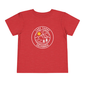 Buy heather-red Lake Tahoe, California Toddler T-Shirt - Retro Mountain Toddler Lake Tahoe Shirt