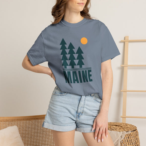 Maine T Shirt, Comfort Colors Cotton 100% Cotton Trees Tee