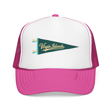 Buy hot-pink-white-hot-pink Virgin Islands National Park Pennant Trucker Hat — Vintage Foam Mesh Cap