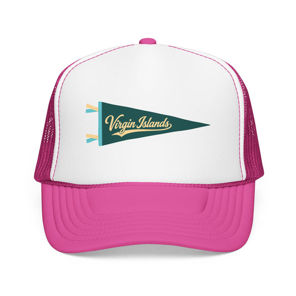 Virgin Islands National Park Pennant Trucker Hat — Vintage Foam Mesh Cap