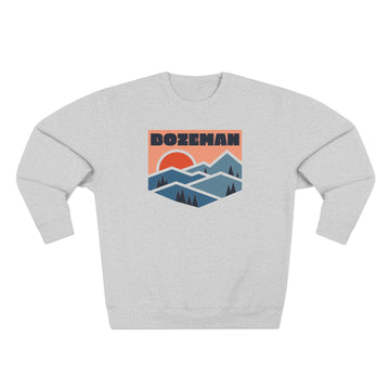 Buy heather-grey Premium Bozeman, Montana Mountain Graphic Sweatshirt
