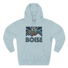 Buy blue-mist Boise, Idaho Hoodie - Retro Mountain Unisex Sweatshirt