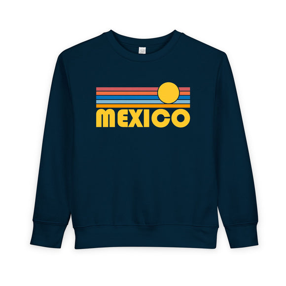 Mexico Toddler Sweatshirt - Retro Sun Mexico Toddler Crewneck Sweatshirt