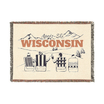 Wisconsin Ski Town Throw Blanket | Mountain Woven Blanket