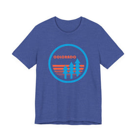 Buy heather-true-royal Colorado T Shirt - Retro Trees Colorado Tee