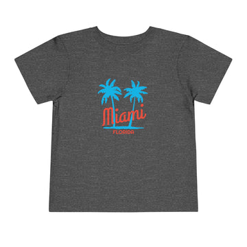 Buy dark-heather-grey Miami, Florida Toddler T-Shirt - Retro Palm Tree Toddler Miami Shirt