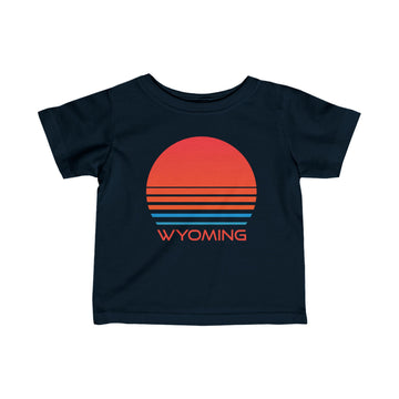 Buy navy Wyoming Retro 80s Baby T-Shirt, Infant Tee, Wyoming Kid Apparel, 80s Baby Gift