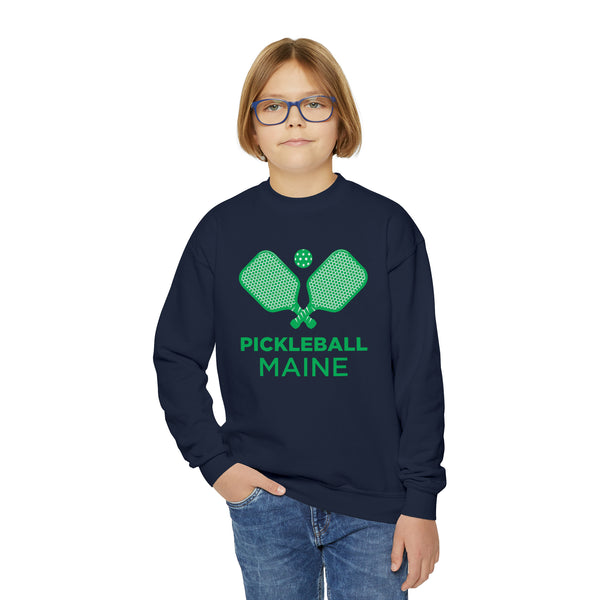 Maine Youth Sweatshirt - Pickleball Unisex Kid's Maine Crewneck Sweatshirt