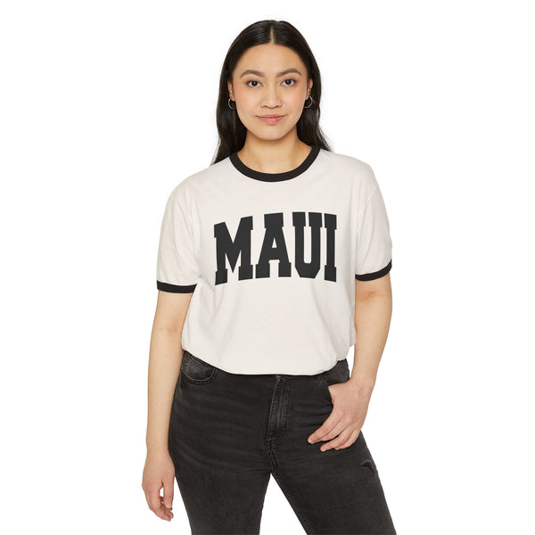Maui, Hawaii Cotton Ringer Graphic Tee - Unisex Maui T Shirt, Vintage Style Tee, Men's/Women's Tee