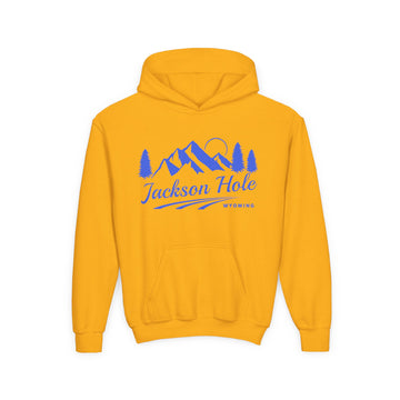 Buy gold Retro Jackson Hole, Wyoming Youth Hoodie - Mountain Jackson Hole, Wyoming Kids Sweatshirt, Cute Jackson Hole, Wyoming Children's Pullover
