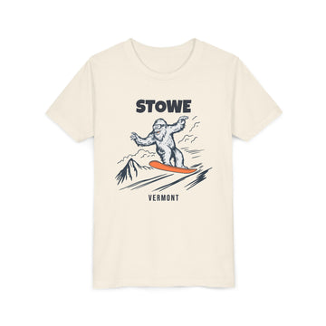 Stowe, Vermont Yeti Snowboard Youth Tee - Kids Skiing Shirt