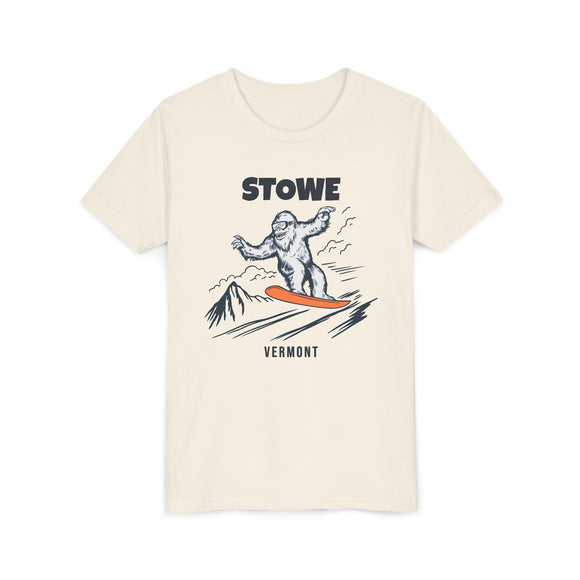 Stowe, Vermont Yeti Snowboard Youth Tee - Kids Skiing Shirt