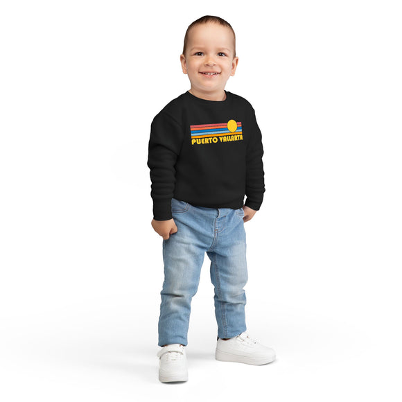 Puerto Vallarta, Mexico Toddler Sweatshirt - Retro Sun Puerto Vallarta Toddler Crewneck Sweatshirt