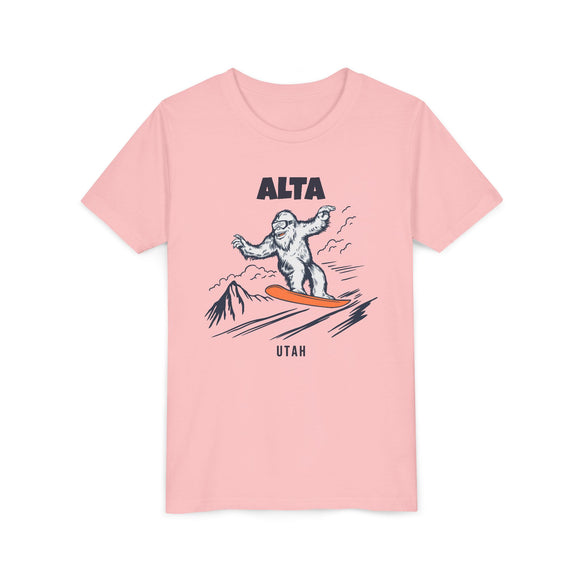 Alta, Utah Yeti Snowboard Youth Tee - Kids Skiing Shirt