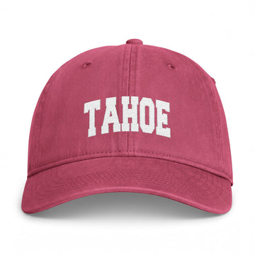 Buy crimson Lake Tahoe, California Washed Baseball Cap - Vintage Coastal Comfort Colors