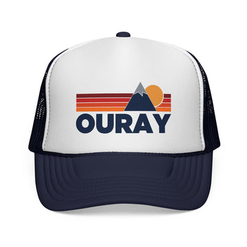 Buy dark-navy Ouray, Colorado Retro Mountains Trucker Hat - Vintage Style Ouray Cap