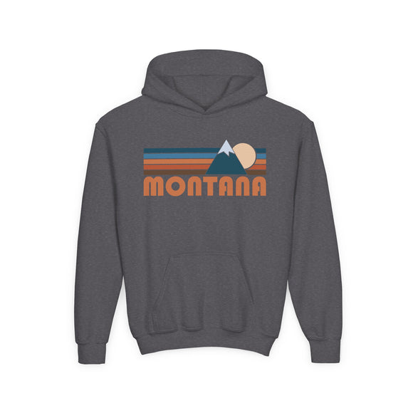 Montana Youth Hoodie - Retro Mountain Montana Youth Sweatshirt