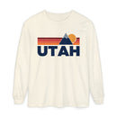 Utah Long Sleeve T-Shirt Retro Mountain, Unisex Utah Unisex Garment-dyed Long Sleeve T-Shirt-1