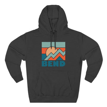 Buy charcoal-heather Bend, Oregon Hoodie - Retro Mountain Unisex Sweatshirt