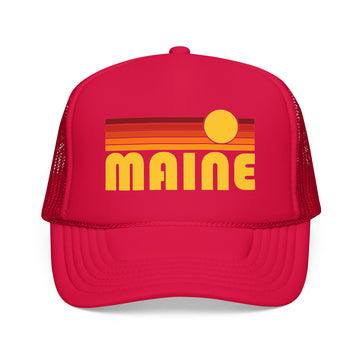 Buy red Maine Retro Sunset Trucker Hat