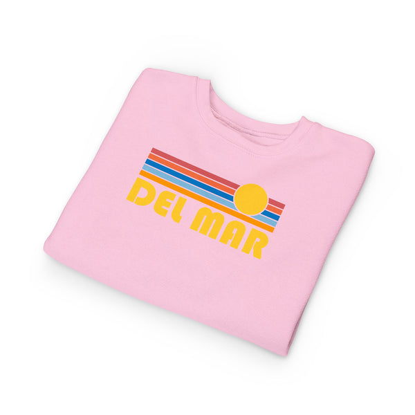 Del Mar, California Toddler Sweatshirt - Retro Sun Del Mar Toddler Crewneck Sweatshirt