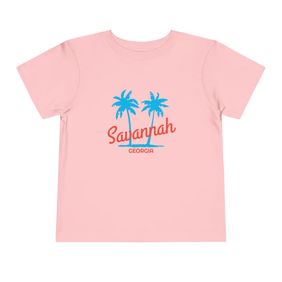Savannah, Georgia Toddler T-Shirt - Retro Palm Tree Toddler Savannah Shirt