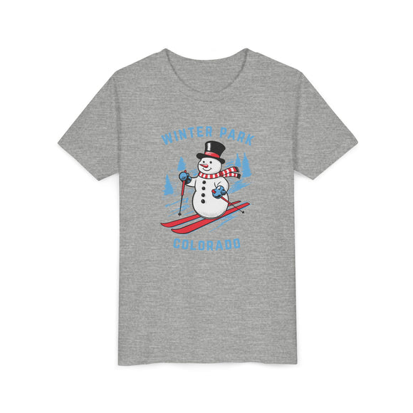 Winter Park, Colorado Youth Skiing Snowman Tee - Kids Winter Park T Shirt