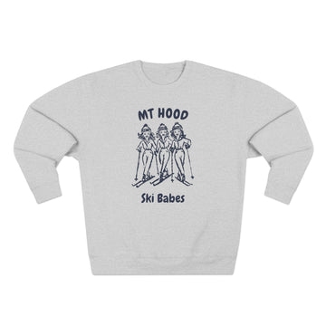 Buy heather-grey Premium Mt Hood, Oregon Ski Babes Sweatshirt